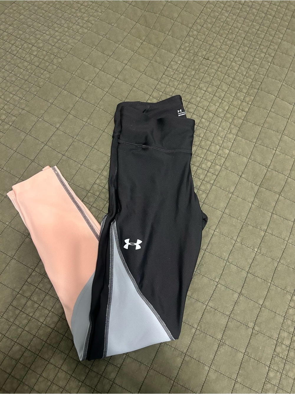 Under Armour Black, Pink & Gray Colorblock Performance Leggings